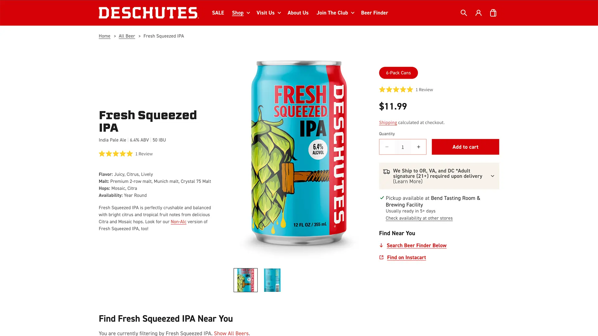 Deschutes Brewery Website